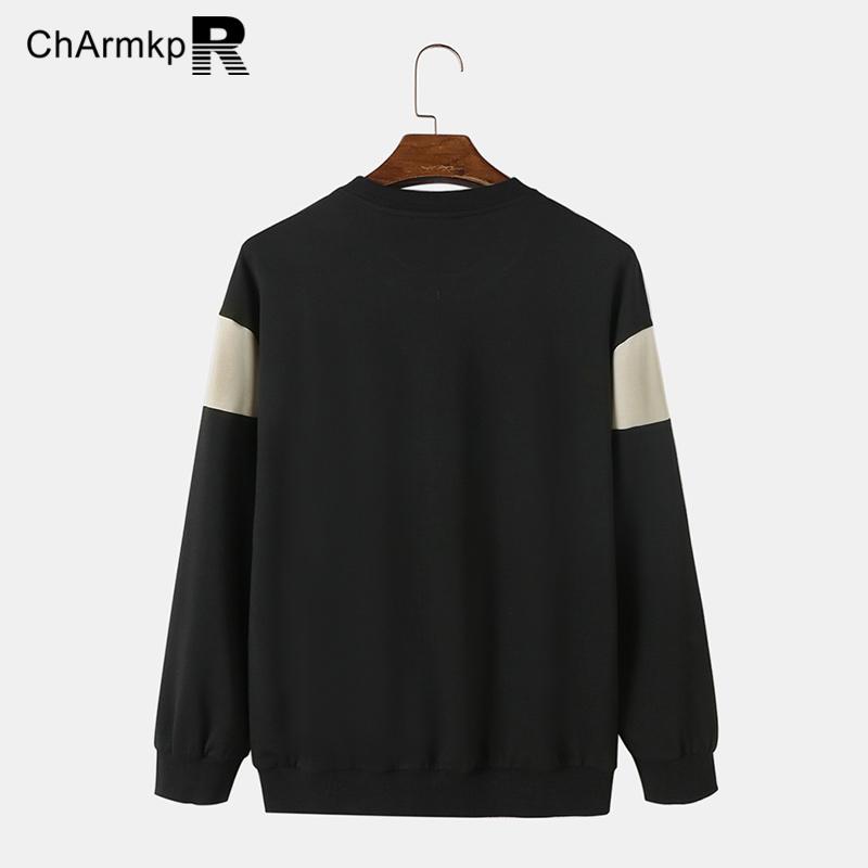 ChArmkpR Мужские осенние лоскутные толстовки с длинными рукавами, пуловеры