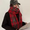 Red Scarf for Women in Winter Korean Style Plaid Versatile Warm High End Trendy New Year Gift Christmas Scarf Shawl