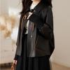 Весна и осень Новый стиль Национальный стиль Натуральная кожаная куртка Женская свободная овчинная куртка Модная черная куртка с короткими лацканами