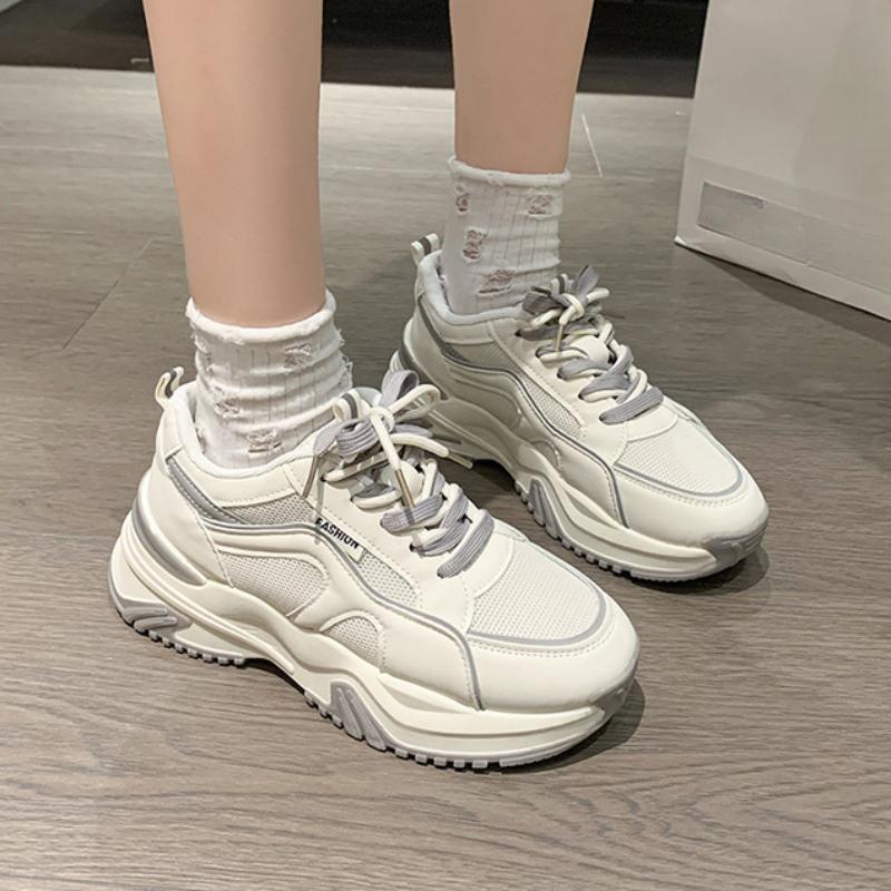 Женская белая спортивная обувь для бега, дышащая повседневная обувь, противоскользящая, износостойкая, с толстой подошвой, женская обувь осеннего времени