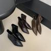 2025 New Autumn and Winter Pointed Women's Thin Boots Thin Heel Women's Boots French Medium Heel Short Boots Martin Boots