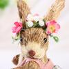 Соломенный пасхальный кролик, пасхальный кролик, фигурка, украшения, пасхальный кролик, пасхальный кролик, украшение стола, стоящая соломенная фигурка в форме кролика