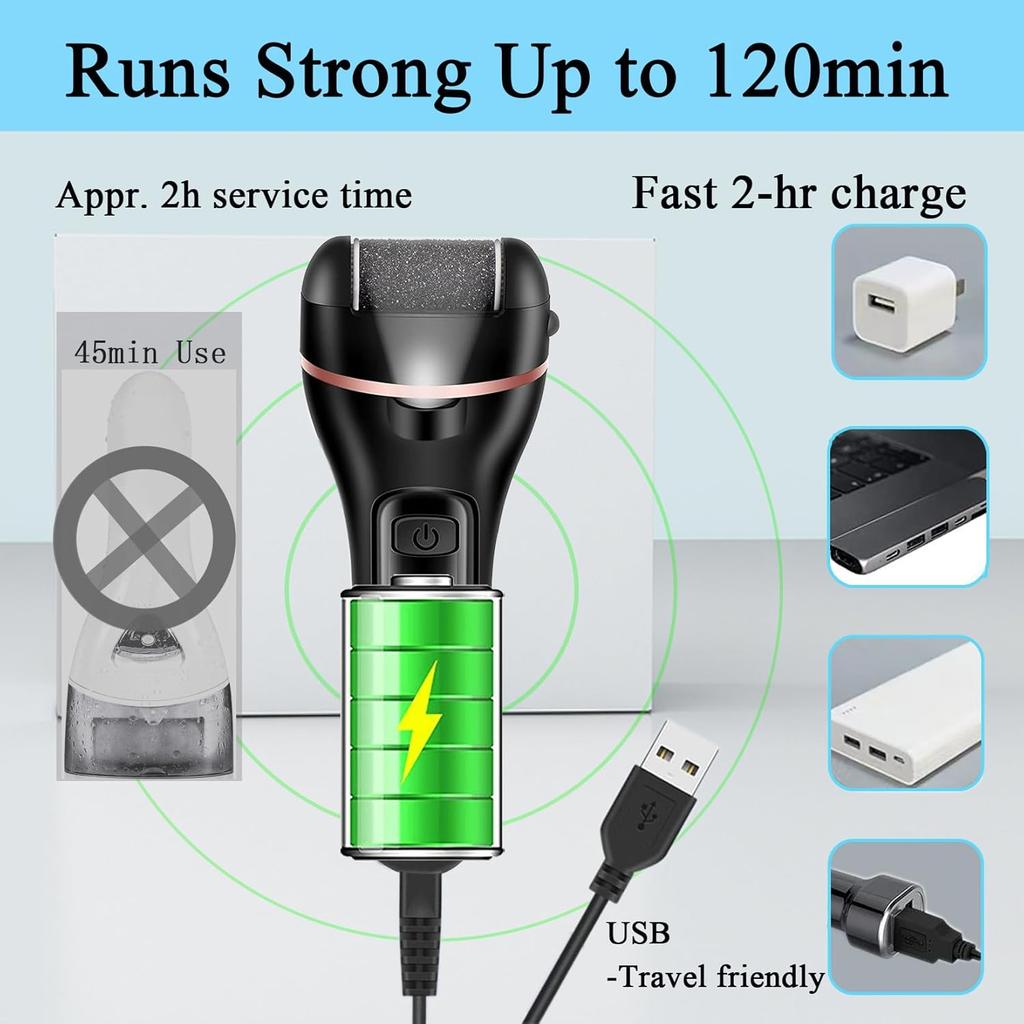Electric Foot Callus Remover Foot Care File Heels Dead Skin Pedicure Tool Electronic Foot Grinder and Replacement Sandpaper