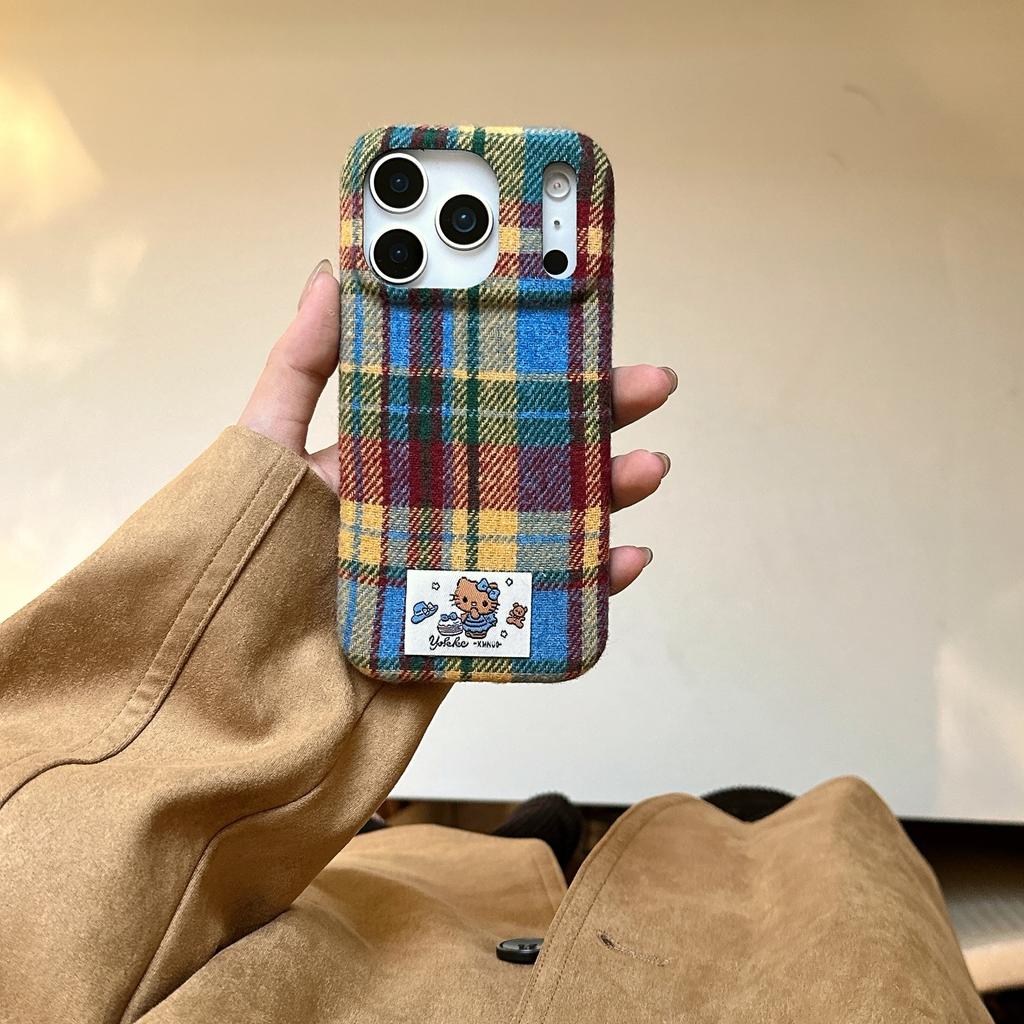 Осенне-зимний клетчатый чехол в студенческом стиле для iPhone 17 Pro Max, Apple 16 новый 14/15, плюшевый чехол