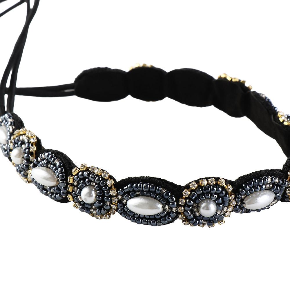 Party Bohemian Hair Accessories Rhinestone Beaded Hairband Korean Style Headband Elastic Hair Band