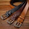 Мужской ремень из коровьей кожи первого слоя в стиле ретро, повседневный ремень из натуральной кожи с пряжкой из сплава, модный мужской ремень.