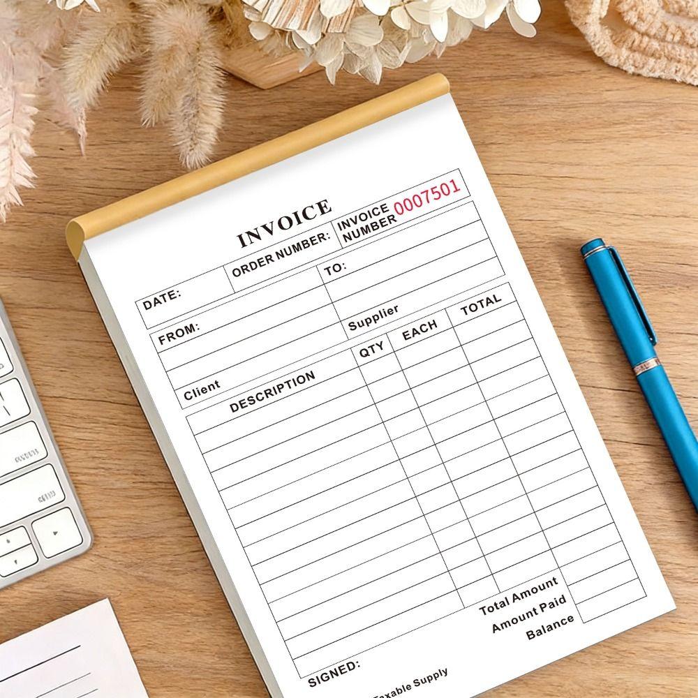Signature Line Duplicate Invoice Book Tear-Off Commercial Invoice Pad Business