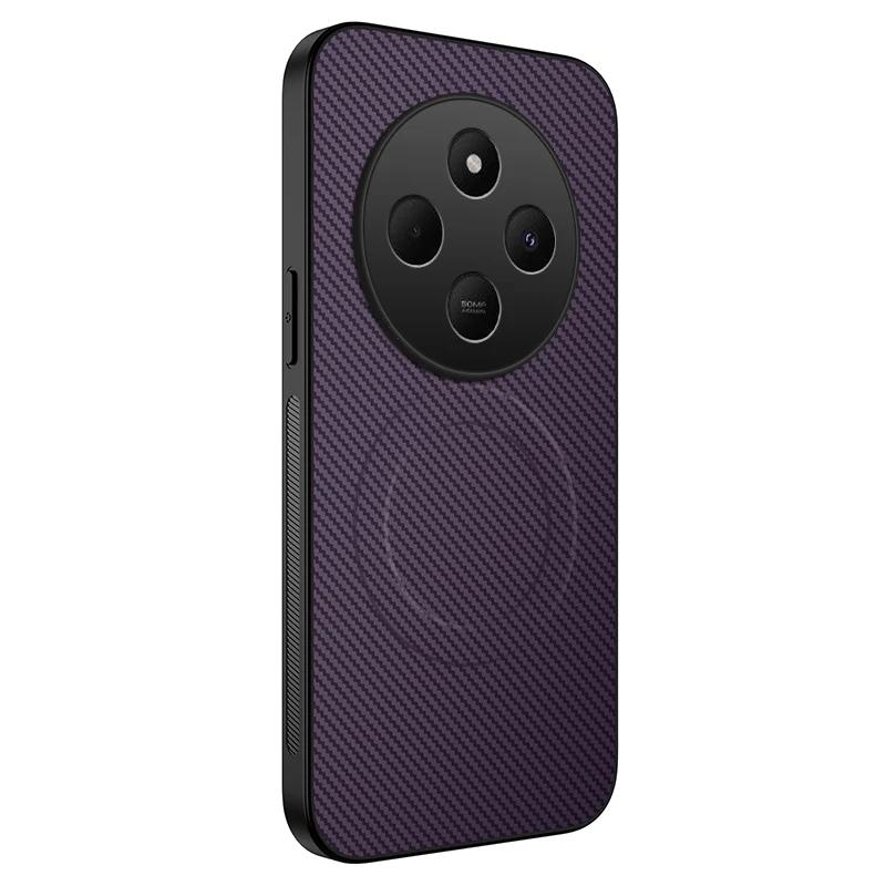 Carbon Fiber Wireless Charging Magnetic Cases For Poco M7 M6 4G M6 Plus 5G Lens Protection Silicone Soft Bumper Cover Phone Case