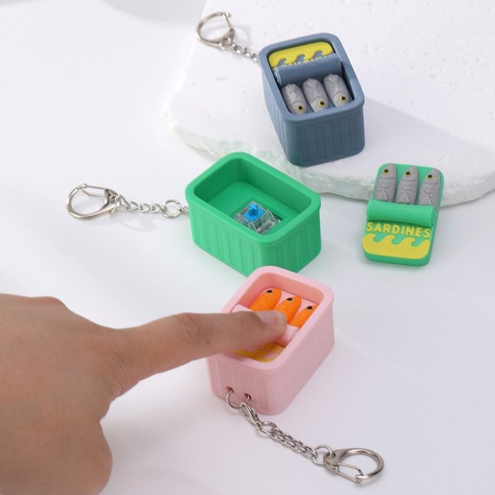 Simulation Sardine Clicker Press Sound Device Sardine Tin Decompression Toy Bag Accessory