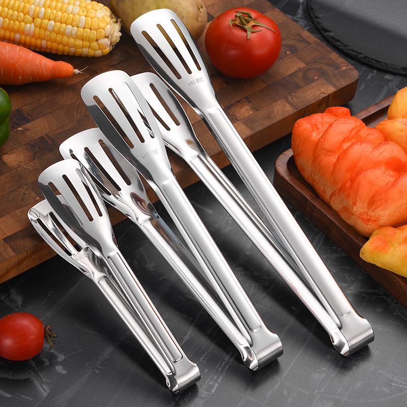 Зажимы для жарки стейков, кухонные зажимы для еды, зажимы для сладких ломтиков, зажимы для барбекю из нержавеющей стали промышленного класса, устойчивые к ожогам, утолщенные