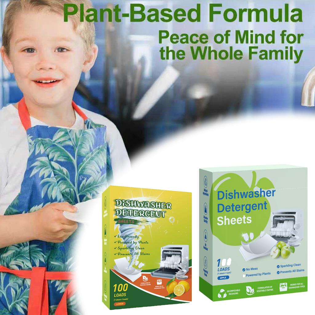 Dishwasher Tablets 100 Pack, Eco-Friendly Dishwasher Detergent, No Plastic To Tablets