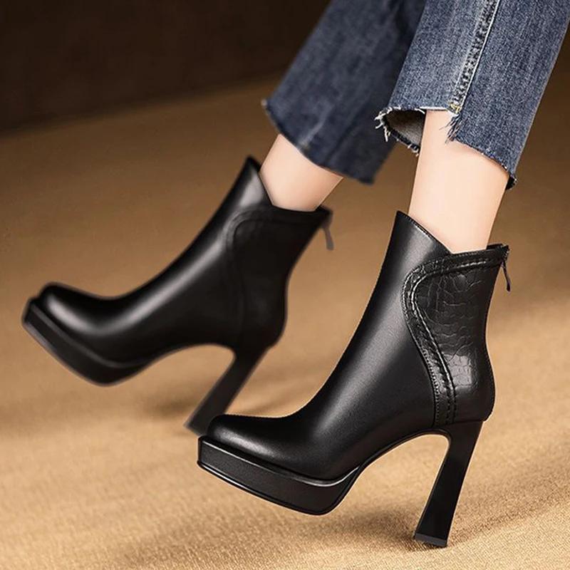 Женские ботильоны на высоком каблуке с острым носком, зимняя мода, туфли челси, женские трендовые зимние ботинки 2024 года, туфли-лодочки, сексуальные женские туфли Zapatos