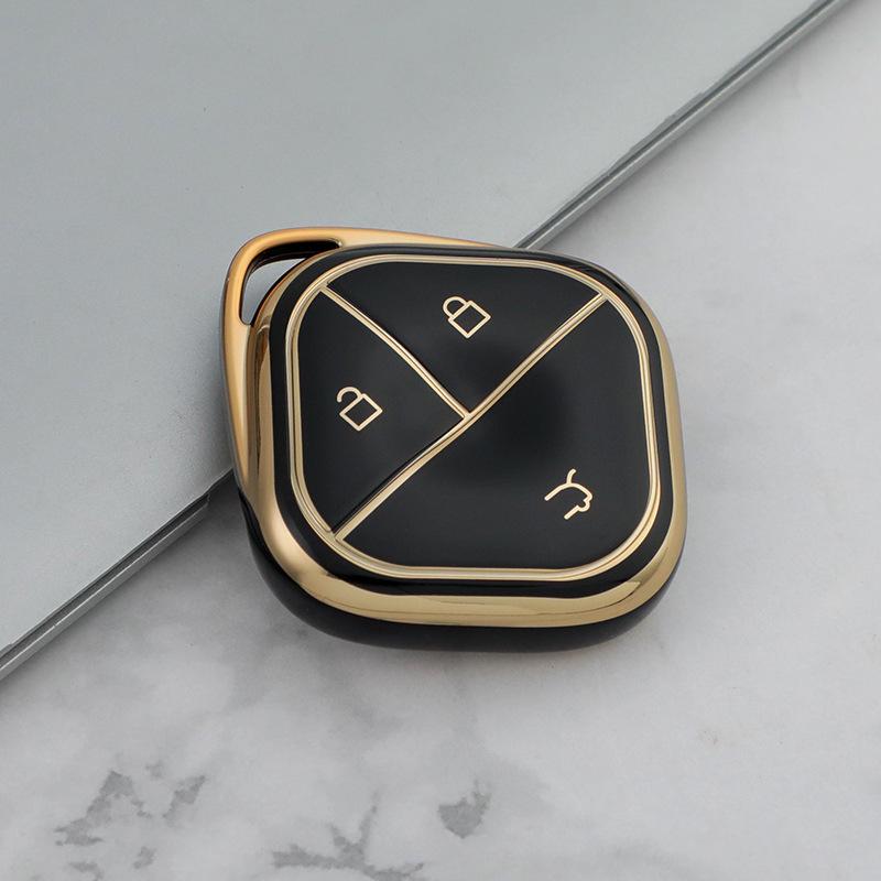 2023 Wuling Bingo Key Cover, TPU Soft Rubber with Gold Edge, Clear Sky Design for New Energy Vehicles