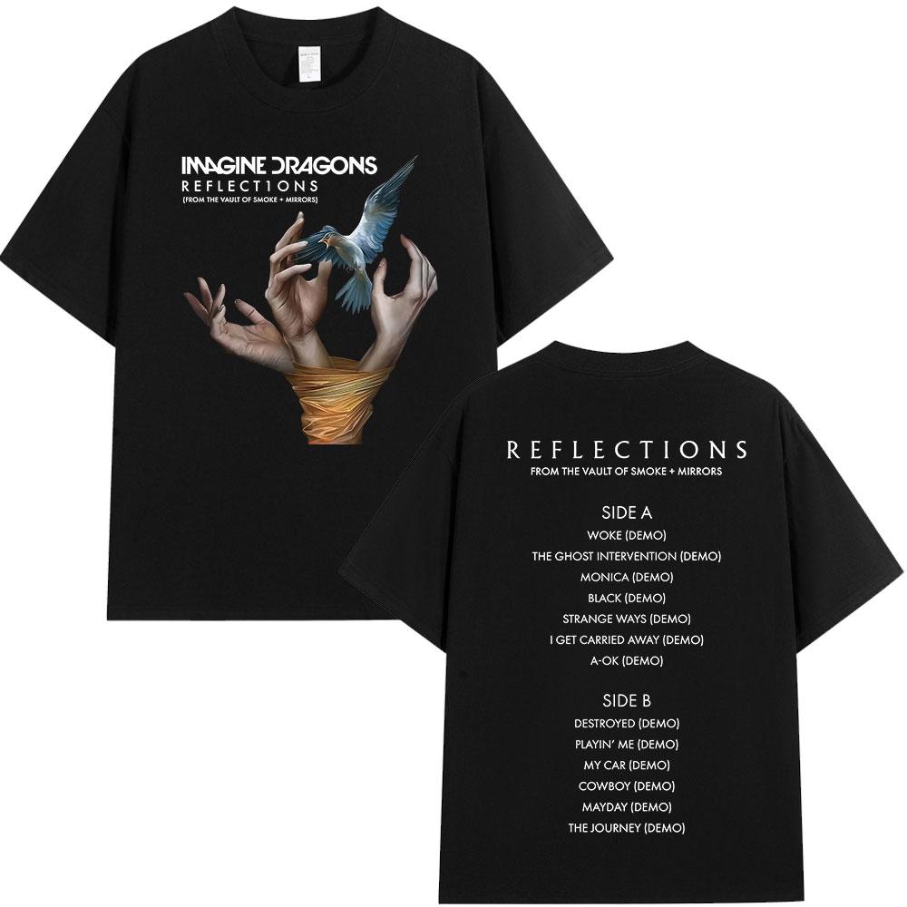 Музыкальный альбом Rock Band Imagine Dragons Футболка Модная Хип-Хоп Футболка Унисекс Женская Хлопок Комфорт Короткий Рукав Футболки Уличная Одежда