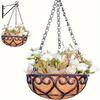 Coconut Brown Round Iron Chain Hanging Basket Flowerpot European Creative Fleshy Green Plant Chlorophytum Comosum Flowerpot
