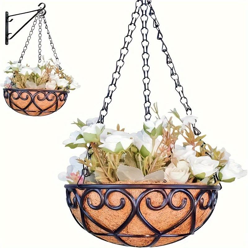 Coconut Brown Round Iron Chain Hanging Basket Flowerpot European Creative Fleshy Green Plant Chlorophytum Comosum Flowerpot