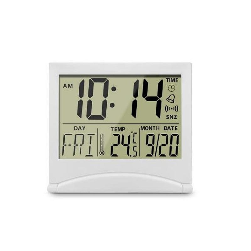 Складной мини-цифровой будильник с индикацией температуры, даты, дня недели, обратного отсчета, повтора сигнала, настольные часы 12/24 ч, питание от батареи CR2025, ЖК-часы