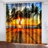 Бесплатная доставка 3D Пляжный пейзаж на закате - это естественно 2 шт. Затеняющие оконные шторы для гостиной, спальни, украшения крючком
