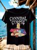Cannibal Corpse  Графическая футболка в стиле Хэви-метал - Футболка с изображением хоррор-группы с дизайном в виде брызг крови - Черная футболка с круглым вырезом для концертов