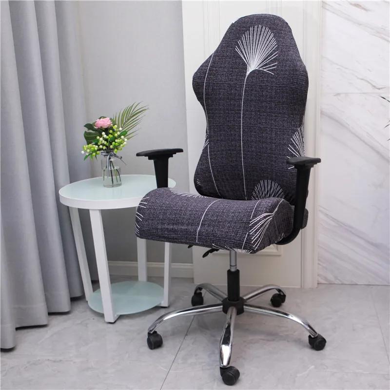 Office Computer Gaming Chair Covers Stretch Spandex Armchair Gamer Seat Cover Printed Household Racing Desk Rotating Slipcovers