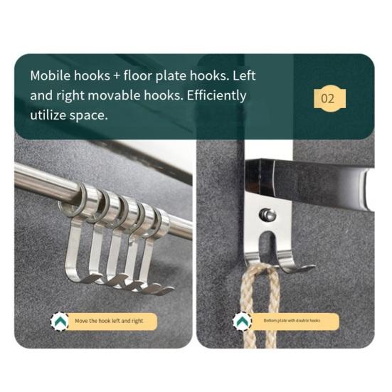 Полка для полотенец Складная Полка для полотенец с Подвижными Крючками Ржавчиностойкая Настенная