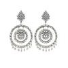Окисленные зеркальные серебряные афганские стильные двойные круглые серьги с цветком в традиционном стиле ручной работы Чандбали для женщин и девочек