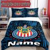 3pcs Duvet Cover Set (1*Duvet Cover + 2*Pillowcase, Without Core), Custom Name Club Deportivo Guadalajara Pattern Bedding Set, Home Bedroom Decor Gift