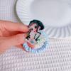 Trendy K-POP Demon Hunters Anime Acrylic Charm Scrunchies, Soft Elastic Hair Ties, Kawaii Hair Accessories for Girls