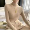 Women's Cashmere Wool Slim-Fit Knit Top - Half-High Neck, Seamless, Autumn/Winter Versatile Sweater