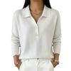 Women S Knitted Buttoned Lapel Loose Casual Long Sleeve Sweater