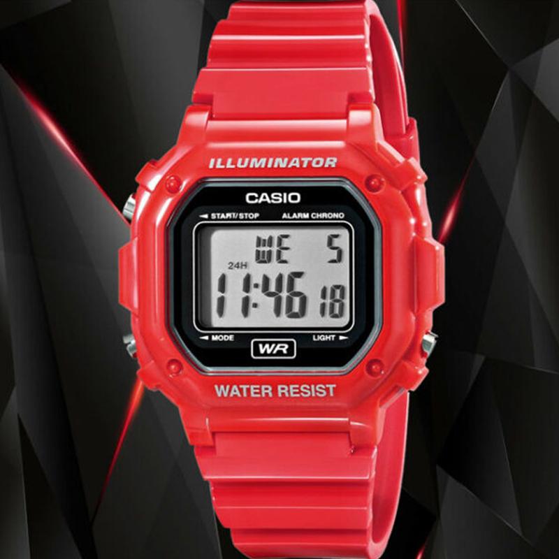 Casio Серия STANDARD маленький красный квадрат 50 метров водонепроницаемый кварцевый механизм полимерный ремешок Японские и корейские часы женские часы серый F-108WHC-4ACF