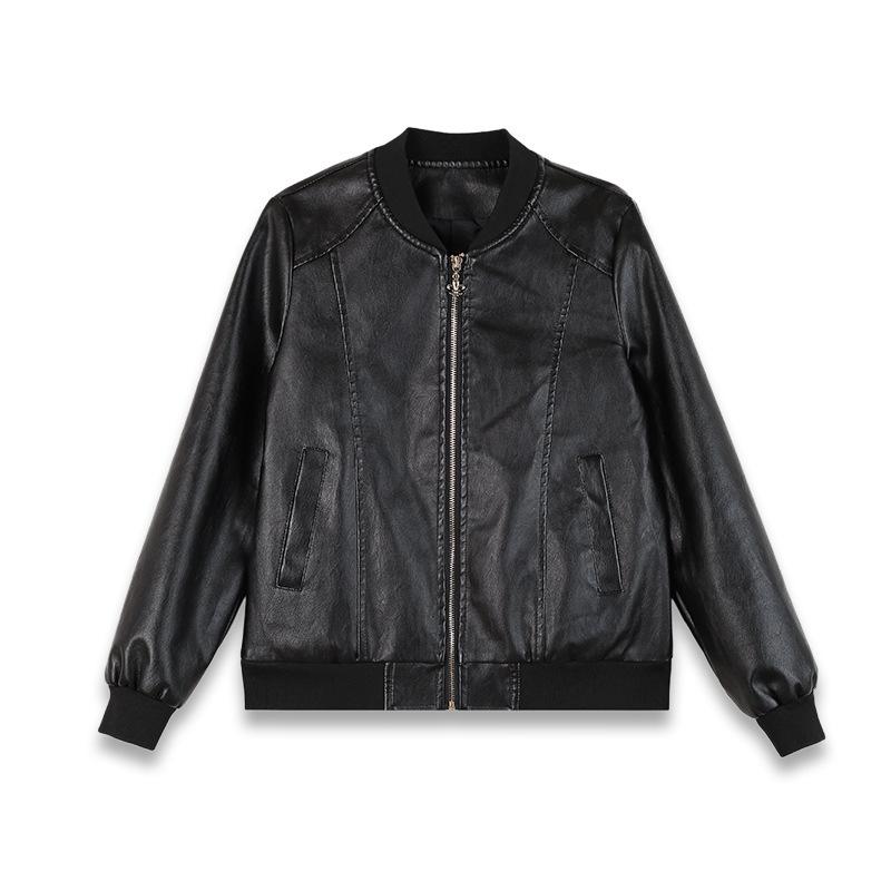 Черная женская маленькая кожаная куртка Женская короткая весенне-осенняя кожаная куртка Модный топ