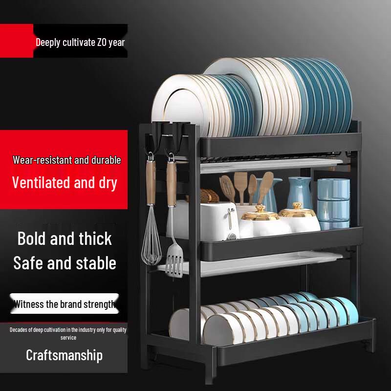 Kitchen Countertop 3-Layer Dish Drying Rack