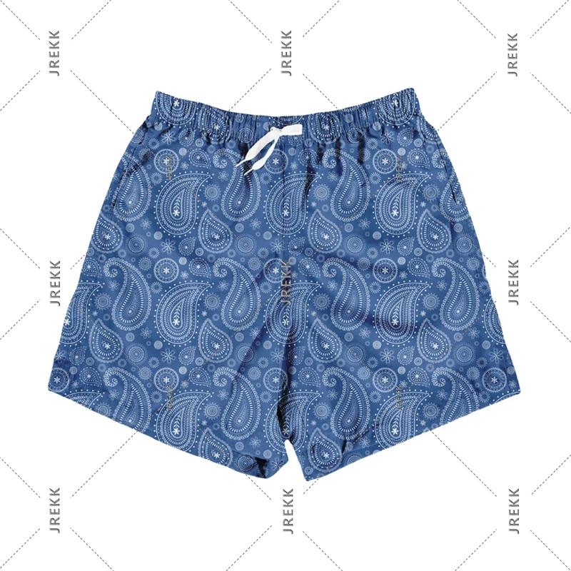Paisley Fashion Beach Swim Shorts For Men 3D Print Quick Drying Drawstring Board Shorts Simple Square Plaid Surf Swim Trunks