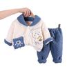 Winter Boys' Bear Pajama Set: Double-Layer Plush Fleece Homewear