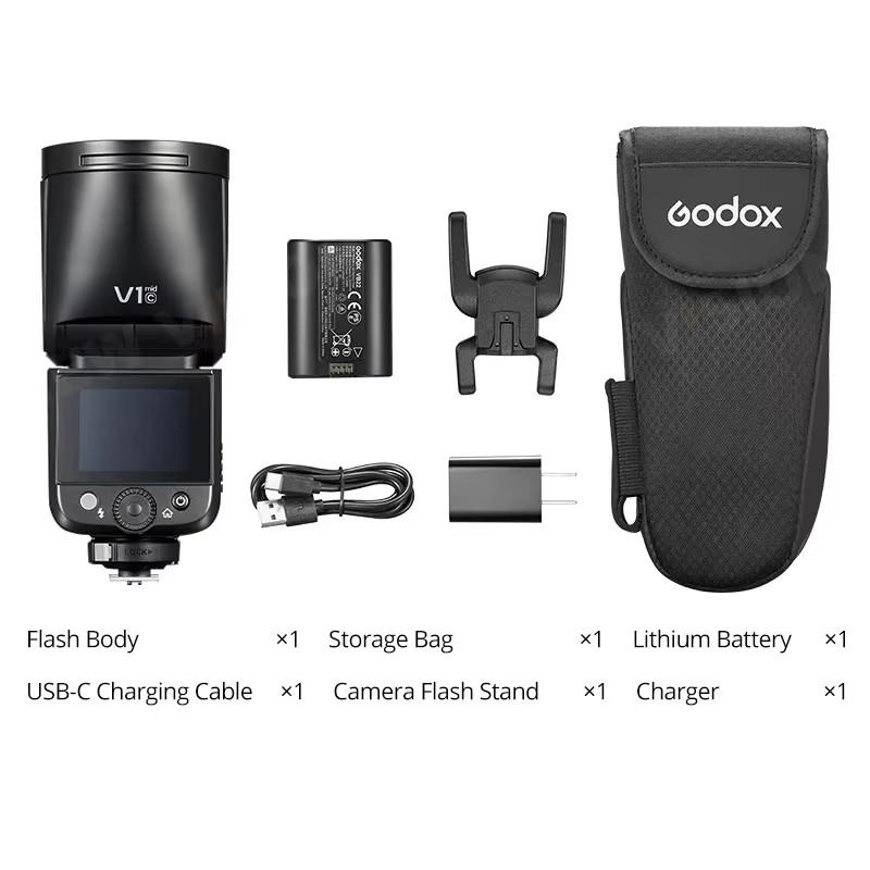 Godox V1MID TTL Camera Flash 55WS Li-ion Round Head Wireless Speedlight for Canon Sony Nikon Olympus Fujifilm DSLR Cameras