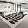 INS Black and White Geometric Rug for Live Room Fashion Soft Room Decoration Home Mats Non-slip Washable Bedroom Lounge Carpet