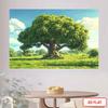 2D Whimsical Green Tree and Blue Sky Backdrop Photography Background Banner