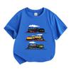 Kids Boys Girls 100% Cotton Crew Neck Short Sleeve T-Shirt, Vintage Steam Locomotive Print Casual Comfortable Tees for Toddler Children Daily Wear