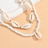European and American beach style jewelry stacked rice bead shell necklace anklet retro personalized rice bead jewelry set