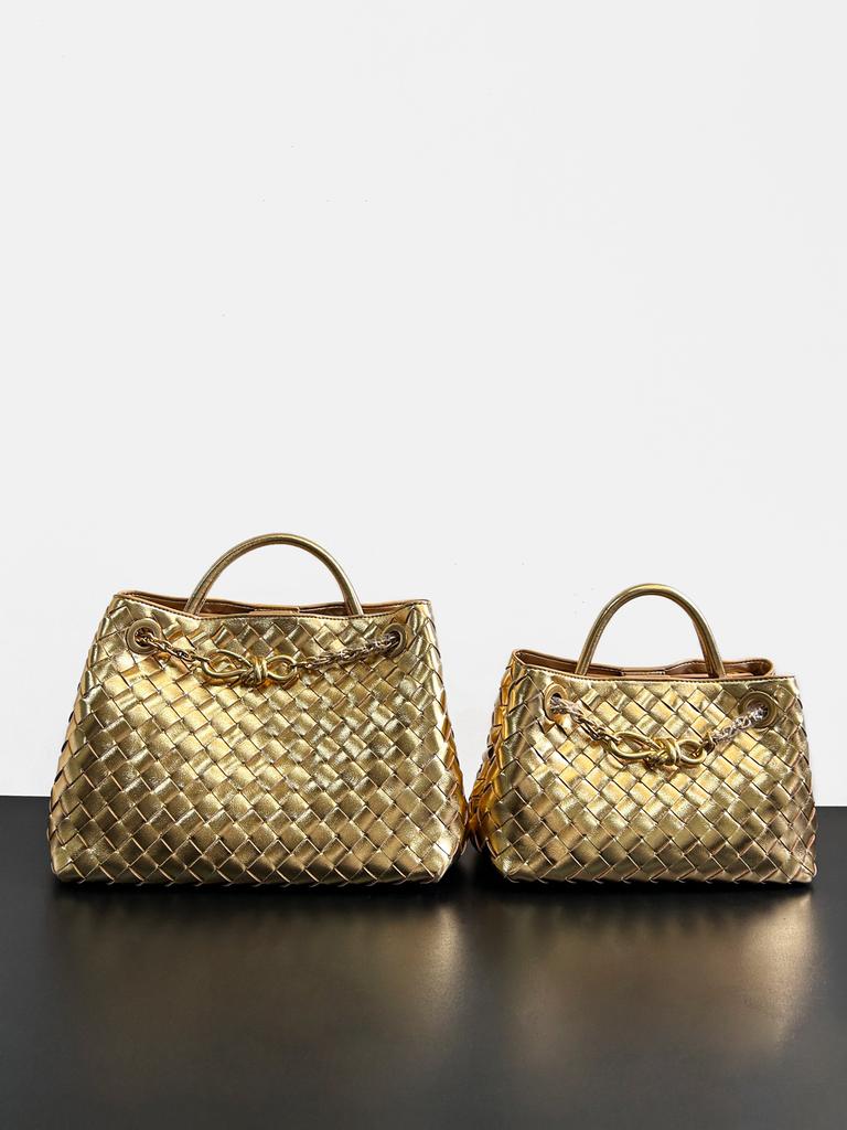 New Woven Bow Large Capacity Leather Shoulder Bag For Women Single Shoulder Diagonal Cross Handbag