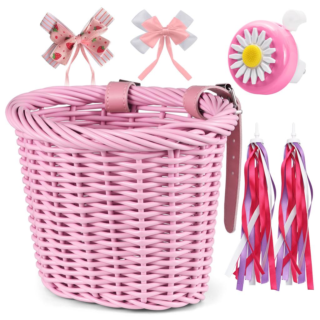 Kid "s Bike Basket for Girls Front Bike Accessories with Handlebar Streamers  Cycling Ages 313