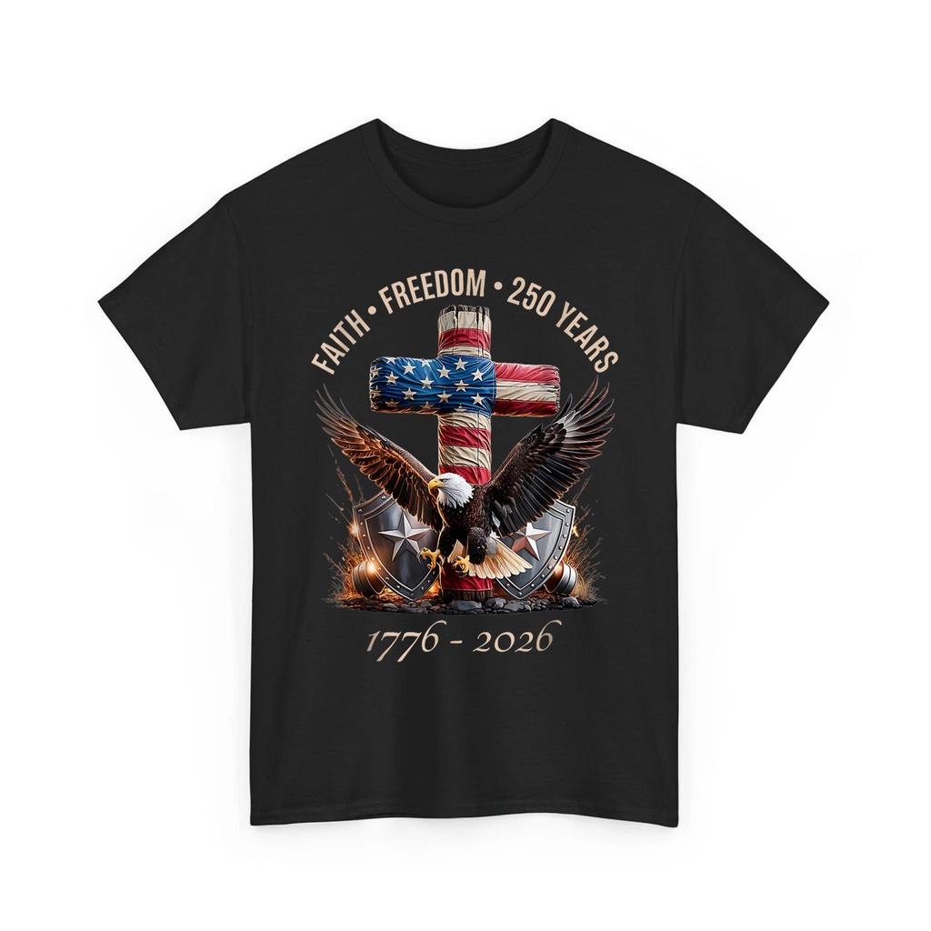 USA 250th Anniversary Eagle Cross T-Shirt Unisex Faith Freedom Christian Tee
