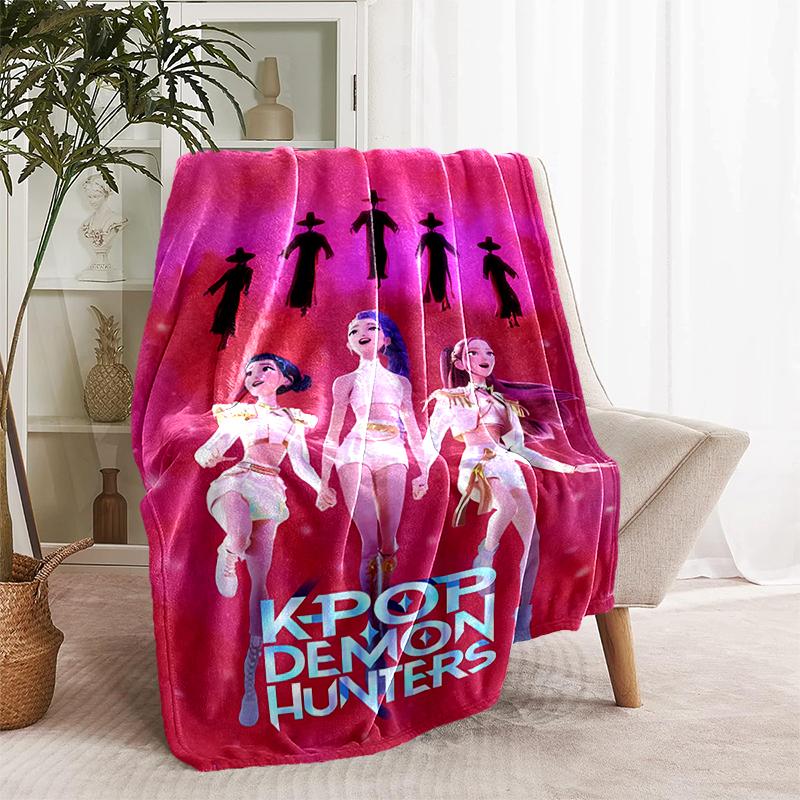 1pc Blanket Kpop Hunter10 Print Design, Lightweight Blanket for Sofa, Bed- Soft &Warm, Gift for All Seasons like Christmas, Halloween