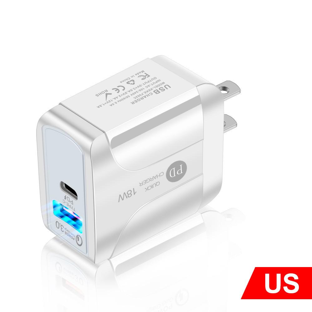 18-ваттное PD USB-зарядное устройство с QC3.0 для телефонов и планшетов - спецификация США/ЕС/Великобритании