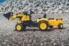 Falk pedaalidega traktor Komatsu kopa ja käruga, kollane
