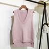 Chic V-neck Knitted Vest Womens Sweater Autumn And Winter New Loose Pullover Sweater Vest Casual Warm Sleeveless Sweaters 11810