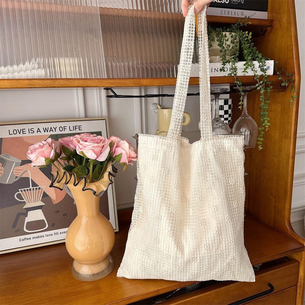 Sweet Mesh Hollowed Vest Bag Nylon Bohemian Handbag Casual Daisy Flower Shoulder Bag Daily
