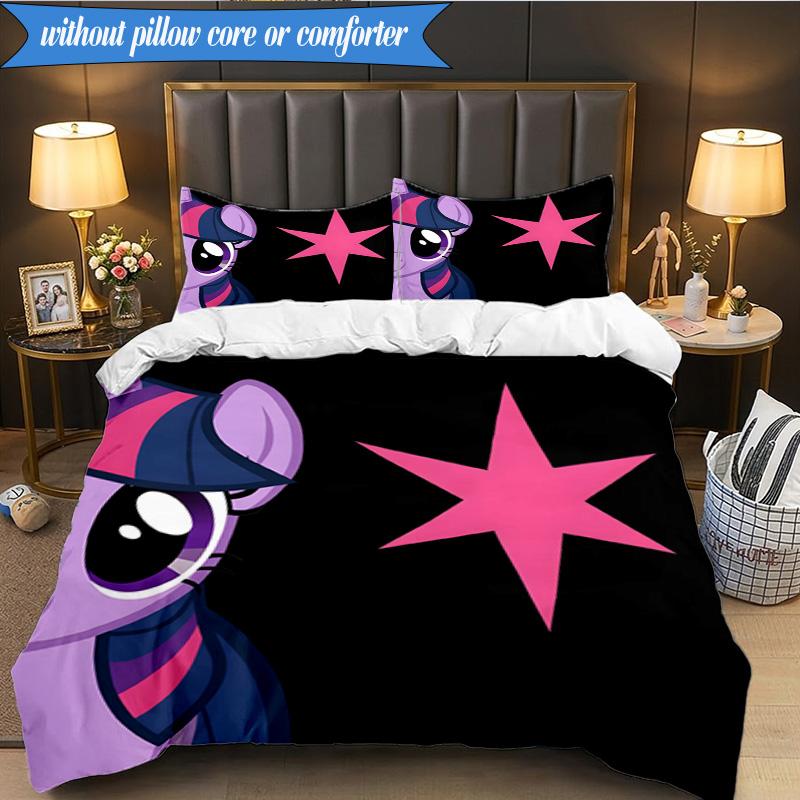 Rainbow unicorn In Clouds 3pcs K-pop music group Bedding set,Ideal for Bedroom, Dormitory,Including Duvet Cover And 2pcs Pillowcases,Fan gifts