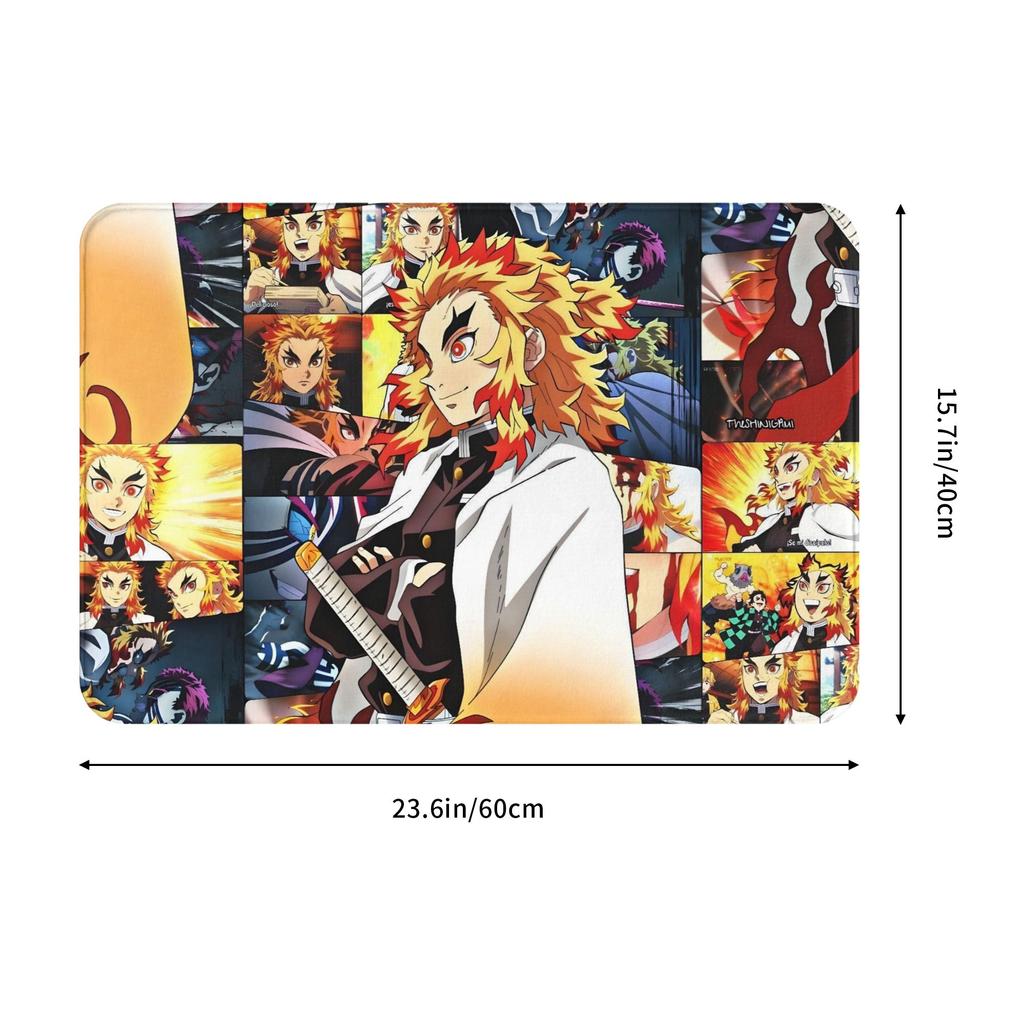 Demon Slayer Rengoku Doormat Anti-Slip Entrance Bathroom Kitchen Door Floor Mat  Toilet Carpet Rug